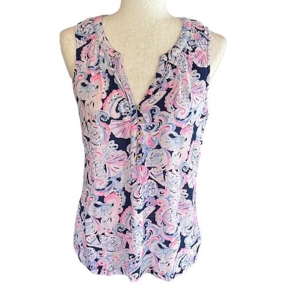 Lilly Pulitzer Essie Tank Top in It’s High Tide It’s For Shore Print - S - Picture 13 of 13